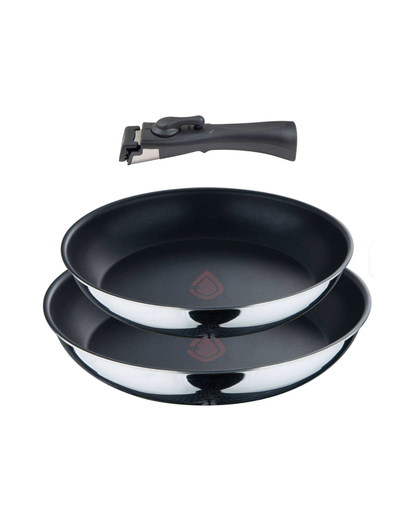 2 Sartenes 24/26 cm Acero Inox + Mango extraíble