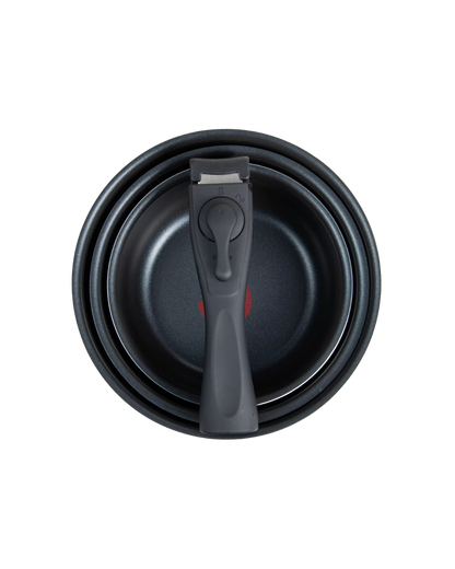 3 cazos 16/18/20 cm negro mate + mango extraible
