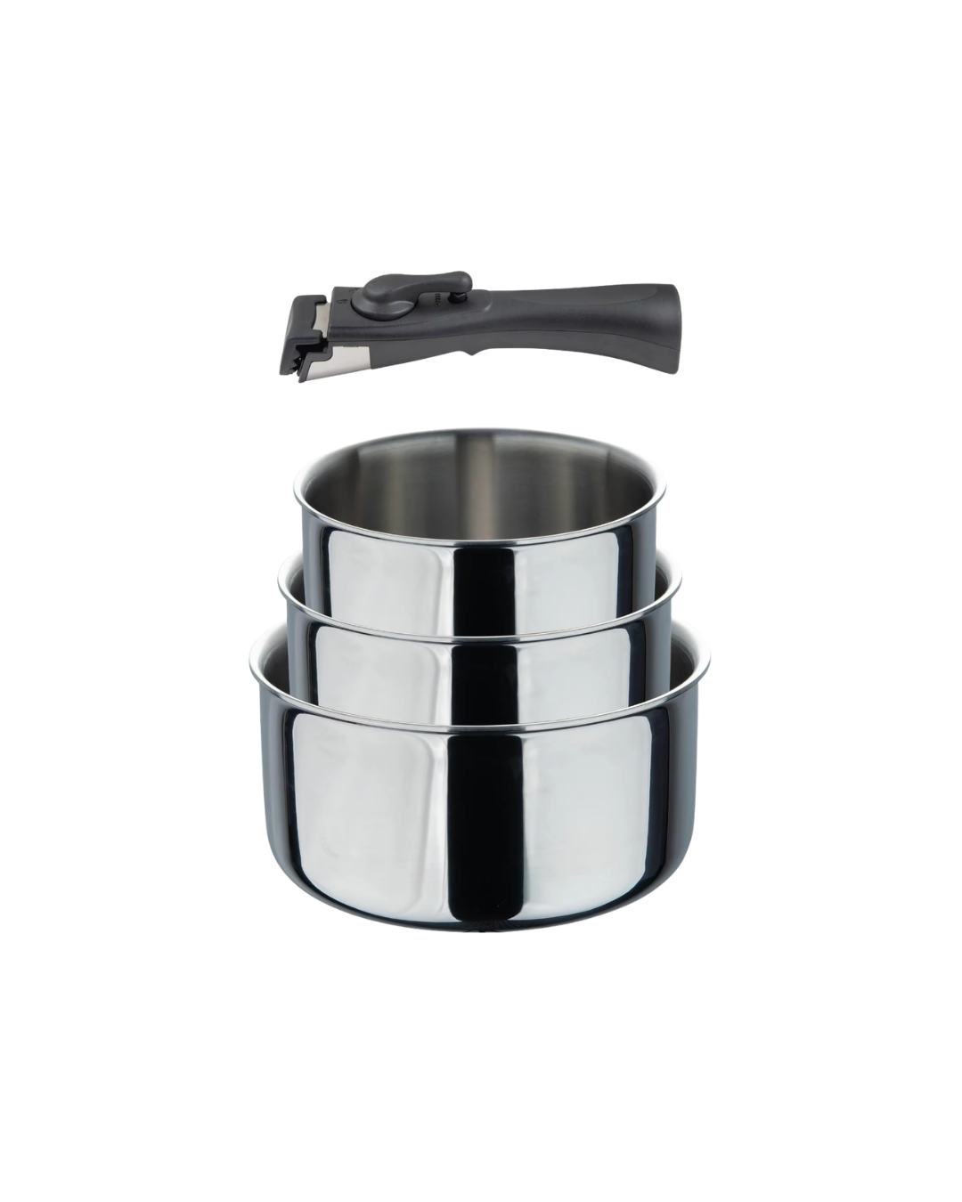 3 cazos 16/18/20 cm Acero Inox  + mango extraible