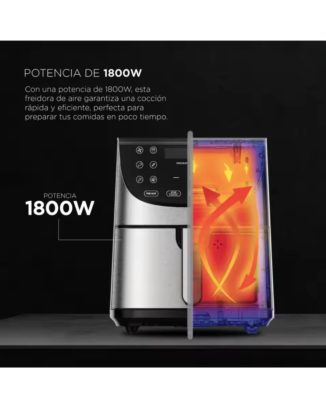 Freidora de Aire ROCKET 700 - 1800W y 7L con pantalla táctil